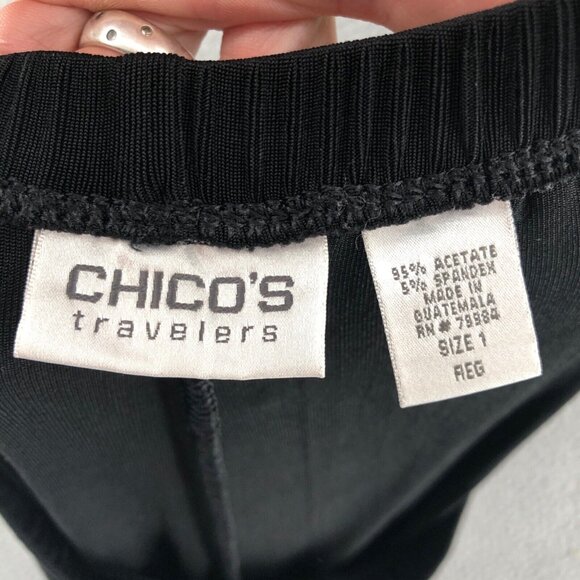 Chicos Pants Womens 1 US 8 Black Travelers Pull On Stretch Ankle Straight Leg - Picture 5 of 11